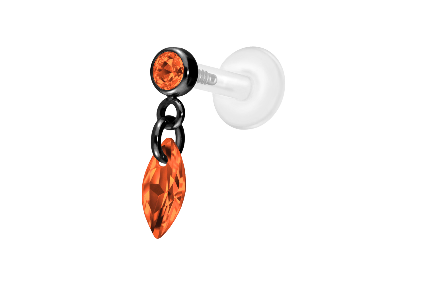 PTFE Labret Piercing mit Innengewinde + Titan-Aufsatz KRISTALLOVAL